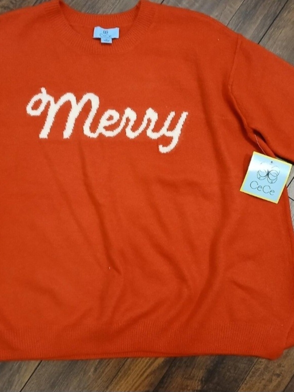 CeCe Merry Crewneck Sweater in Orange